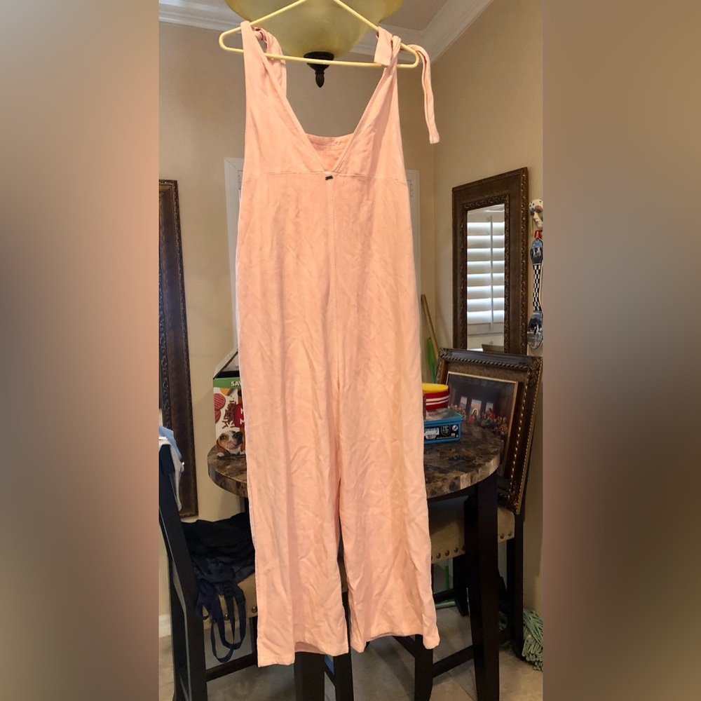O'Neill Pale Pink Tie-Shoulder Wide-Leg Jumpsuit